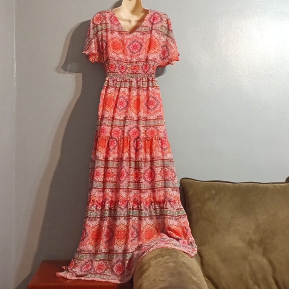 Rabbit, Rabbit, Rabbit designs women's multi color pink maxi dress - Picture 15 of 17